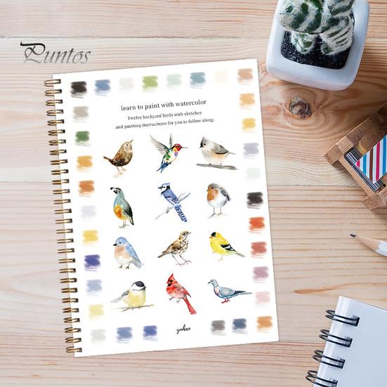 Watercolor Workbook 12 Colors Watercolor Painting Set with Paint Brush Beginner-Friendly Birds Animals Flowers Watercolor Book