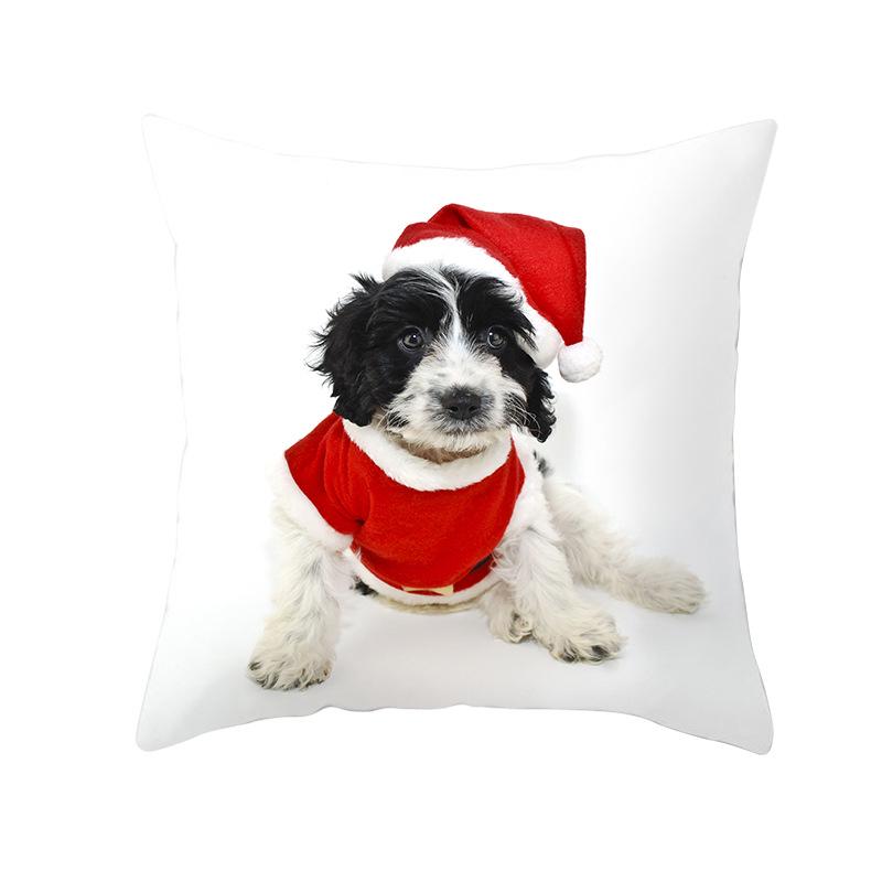 Pet Print Christmas Peach Skin Pillow Cover Bedside Cushion Cover Sofa Cushion Cover