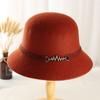 New Button Noble Hat Women's British Retro Dome Basin Hat Autumn and Winter Short Brim Old Wool Top Hat