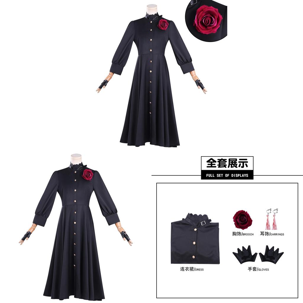 May I Ask For One Final Thing Scarlett Black Dress Cosplay Costume With Satin And Silk For Halloween Anime Fans
