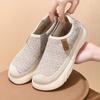 Plateau-Sneakers Damen Strickstoff Mesh Freizeitschuhe Damen Weiche Flats Slip-on Stoffschuhe Rutschfeste Walking-Joggingschuhe