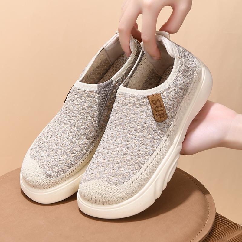 Pantofi cu platformă Pantofi de damă din țesătură tricotată din plasă Pantofi casual pentru femei Pantofi moale din pânză Pantofi anti-alunecare pentru mers și jogging