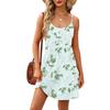 Fashion Women Summer Dress Vintage Floral Print Adjustable Spaghetti Straps Beach Vacation Casual Dress With Pockets