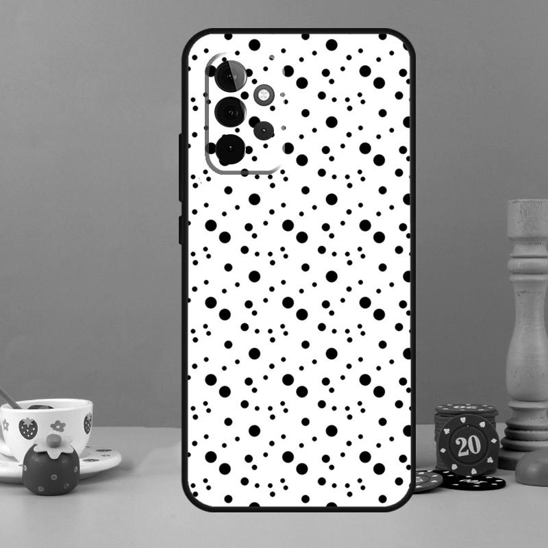 Schwarz-Weiß-Pünktchen-Hülle für Samsung Galaxy A55 A56 A36 A54 A34 A14 A05 A16 A26 A12 A32 A52 A13 A33 A53 A15 A35