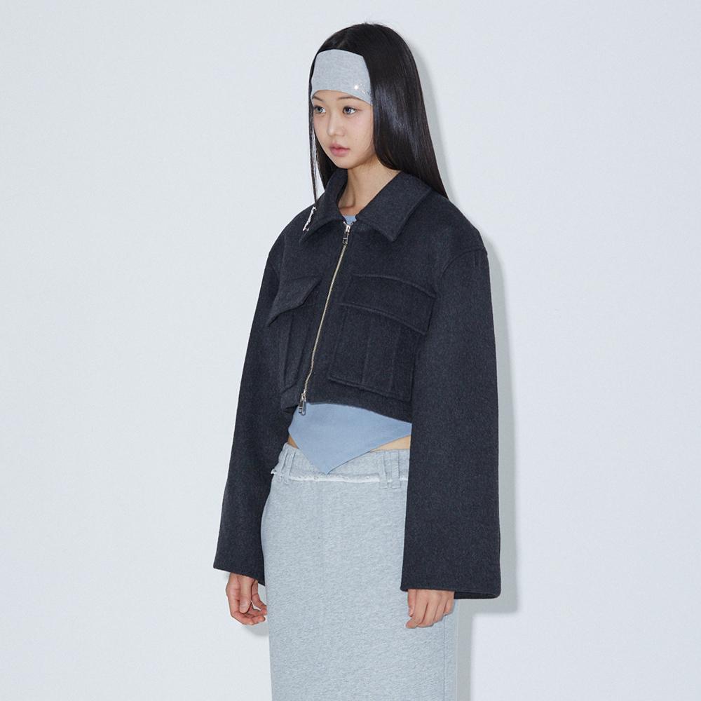 Lalafox Two-Way Crop Jacket Charcoal Bp3Wj004