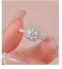 S925 Sterling Silver Moissanite Ring with 1 Carat Round Diamond, Adjustable Fit for Women