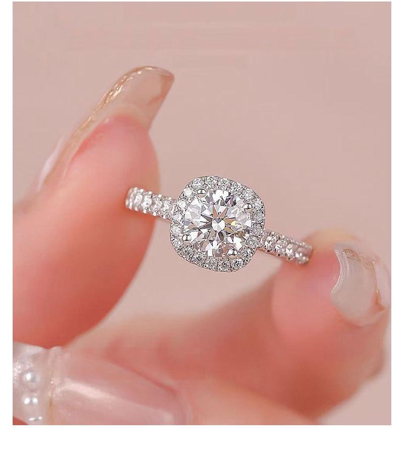 S925 Sterling Silver Moissanite Ring with 1 Carat Round Diamond, Adjustable Fit for Women