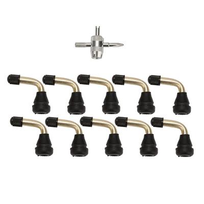 L-Shaped Air Valve, PVR60, Set of 10, Multi Tool Included, 90°, Tire Valve, Tubeless Valve, Motorcycle, Replacement, Repair, Maintenance