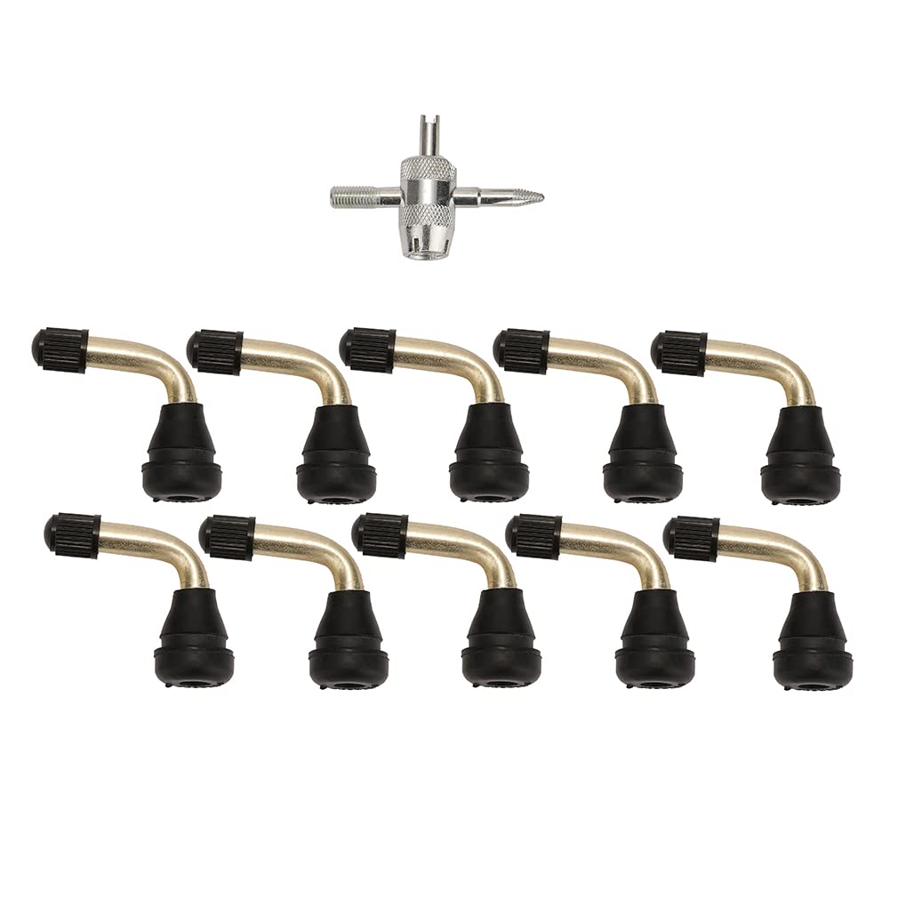 Угловой вентиль для шин, PVR60, Комплект 10 шт., Мультитул в комплекте, 90°, Вентиль шины, Бескамерный вентиль, Мотоцикл, Замена, Ремонт, Обслуживание