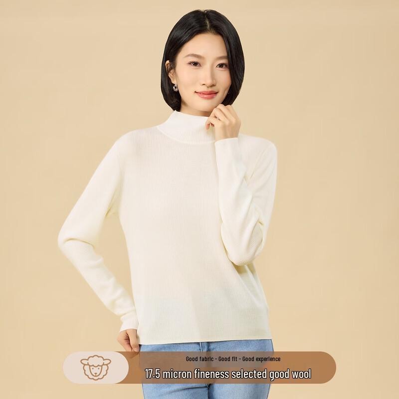 

Beifanglu Women s 100% Merino Ribbed Mock Neck Sweater XL