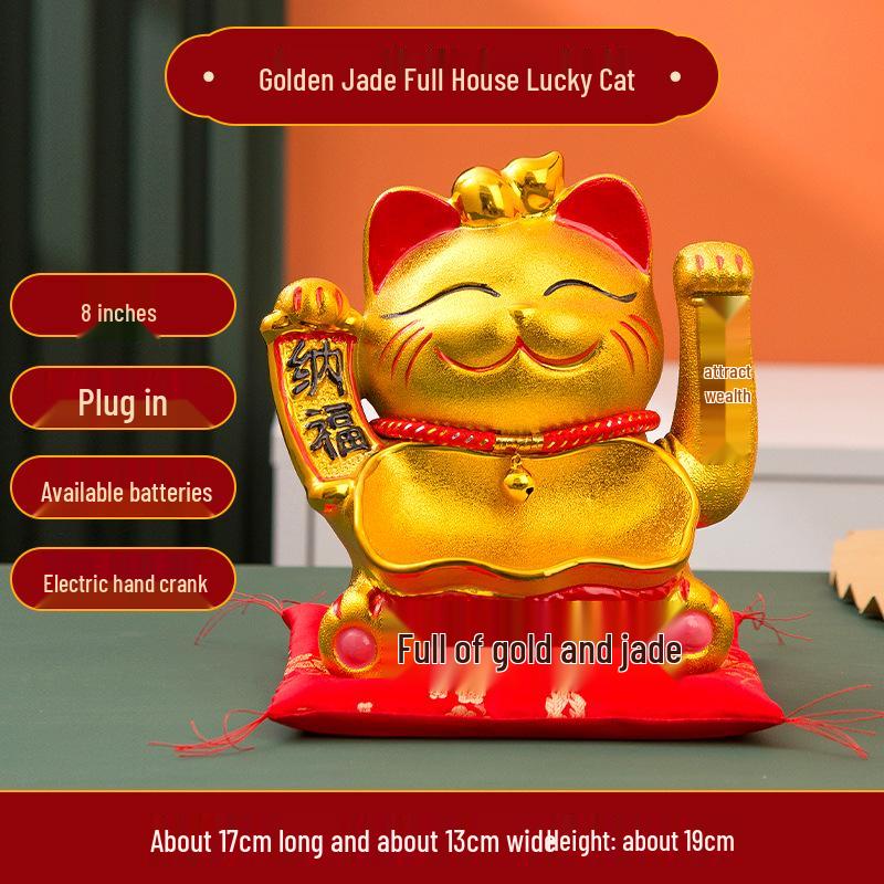 Ceramic Lucky Cat Figurine with Waving Hand – Customizable Gold Shop Gift for 2026 Opening Ceremony