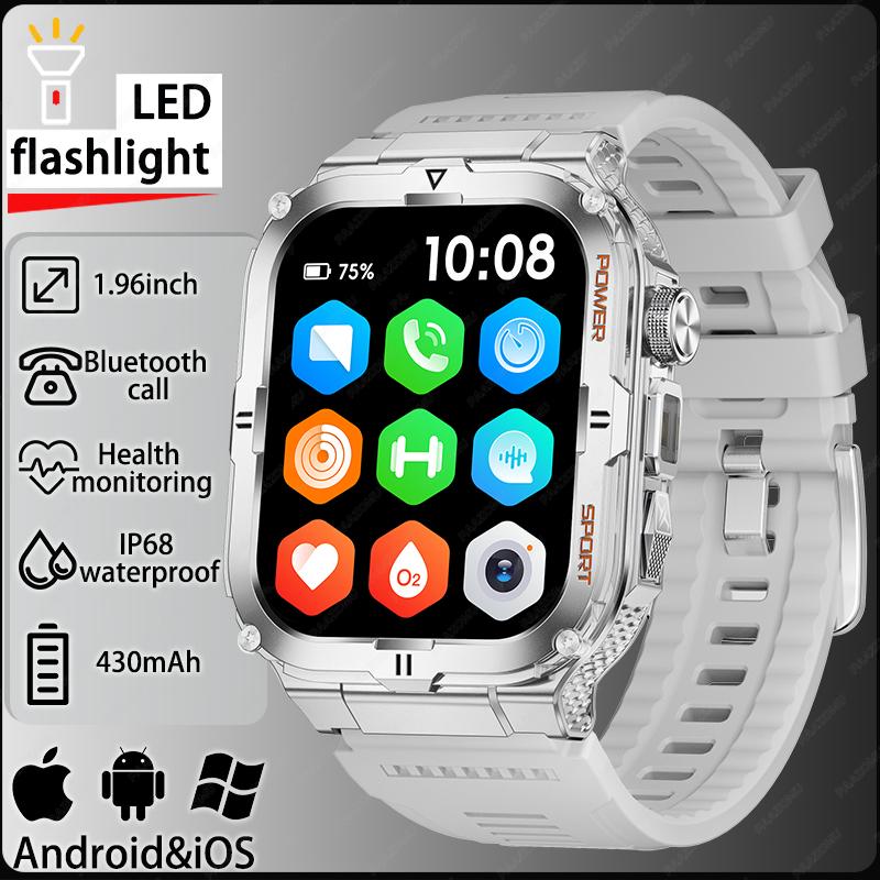 

New Men s Smart Watch LED Flashlight waterproof Outdoor Sports Watch Health Monitoring Fitness tracker Suitable for IOS Android
