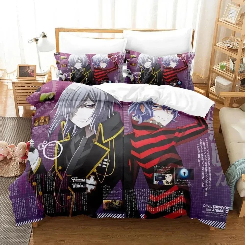 3D Anime Devil Survivor Bedding Set Duvet Cover Bed Set Quilt Cover Pillowcase Comforter king Queen Size Boys Adult Bedding Set
