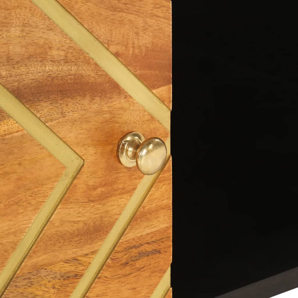  Coffee Table, Brown and Black, 80x50x40 Cm, Solid Mango Wood