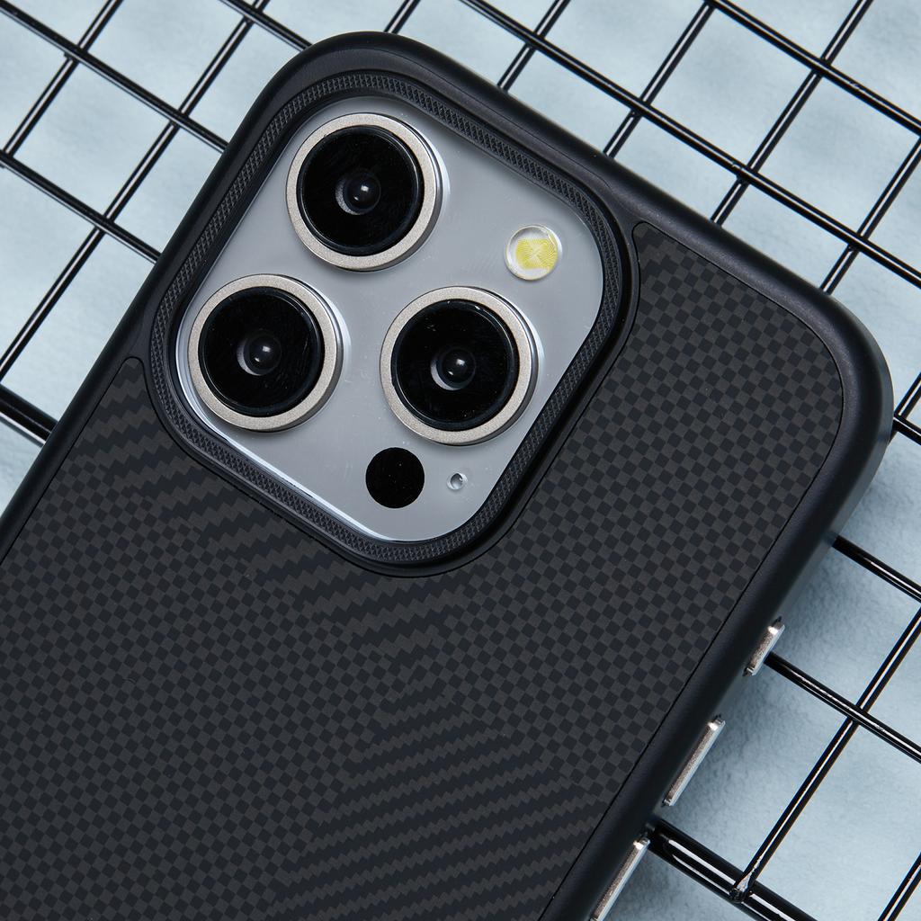 For iPhone 14 Pro Case Hard PC Scratch-Resistant Phone Cover Carbon Nano Fiber Texture
