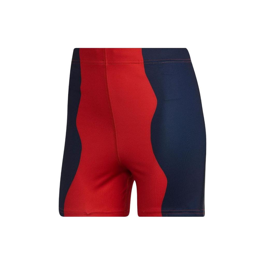 Adidas X Marimekko Collaboration Run Icons Bike Shorts Color Blocked Fitted Cycling Shorts Women shorts Crimson HH7321