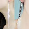 Orecchini a gancio lineari pendenti con nappe lunghe con strass a forma di cuore a foglia chic da donna