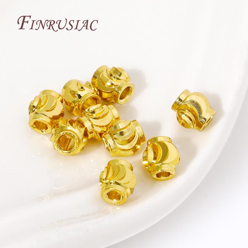 Lantern Shape Spacer Beads 18K Real Gold Plated Beads Separator Accessories For Bracelets DIY Jewelry Making Supplies