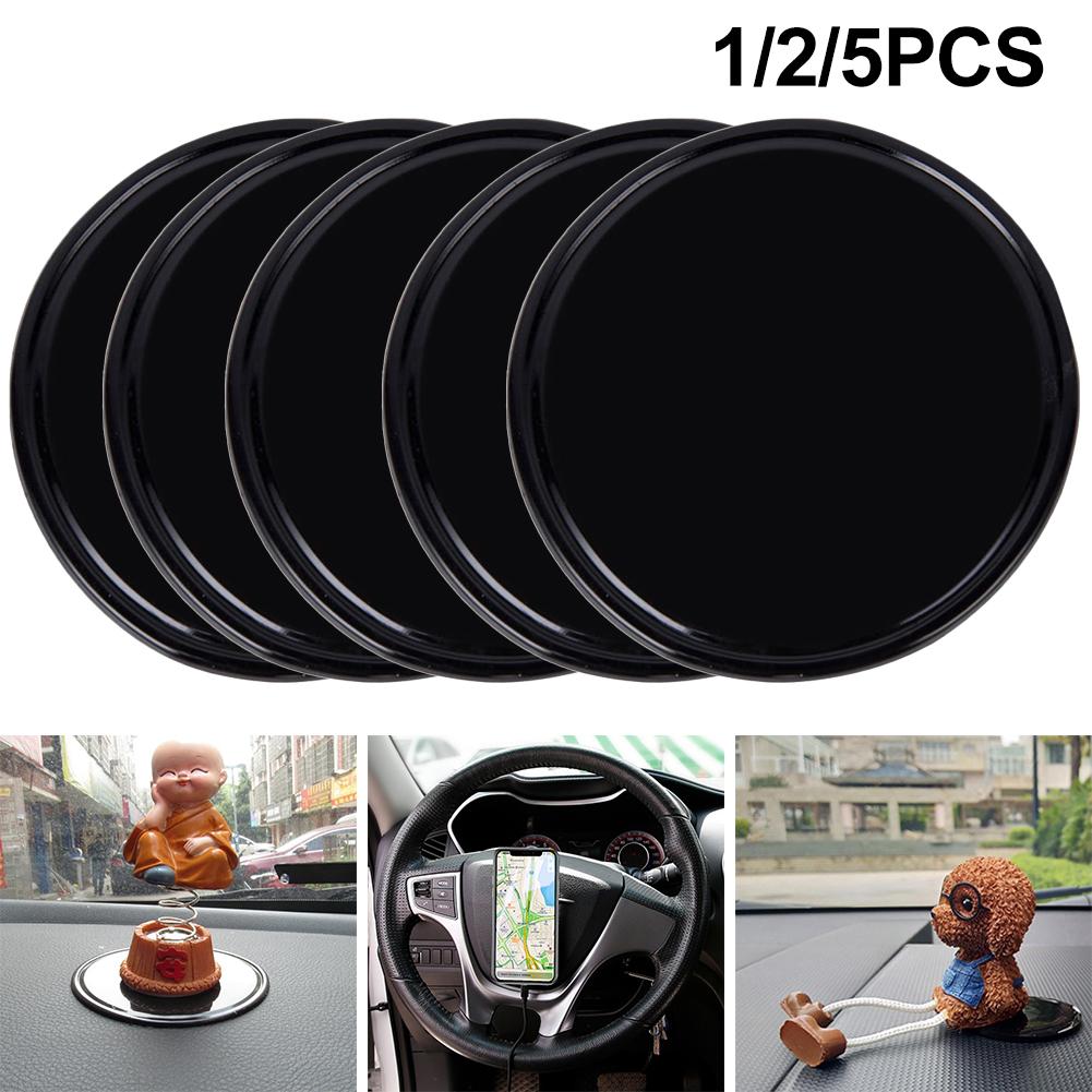 Non Slip Silicone Gel Mat for Car Dashboard Round Sticky Pad 8x8cm Black