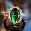 Cute Female Big Oval Green Zircon Stone Engagement Ring Vintage Gold Color Wedding Jewelry For Women