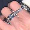 Style Ins Chic Copper Ring Set With Shimmering Tassel Chains Perfect For Girls Trendy