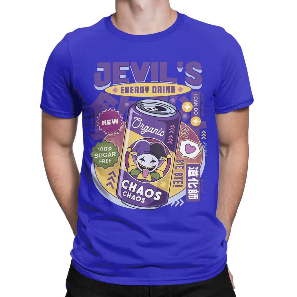 Jevil Energy Drink Deltarune T Shirt Beach  Leisure TShirts Mens Cotton O Neck Plus Size Tees ShortSleeve Streetwear Tshirt