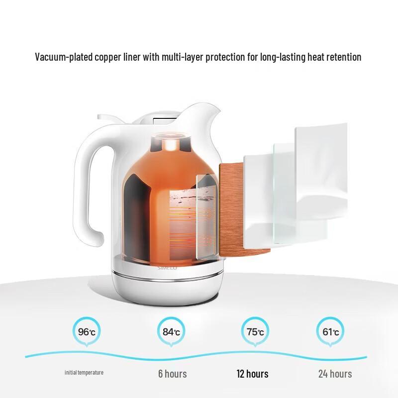 Shimeile Glass Liner Thermos with Temperature Display
