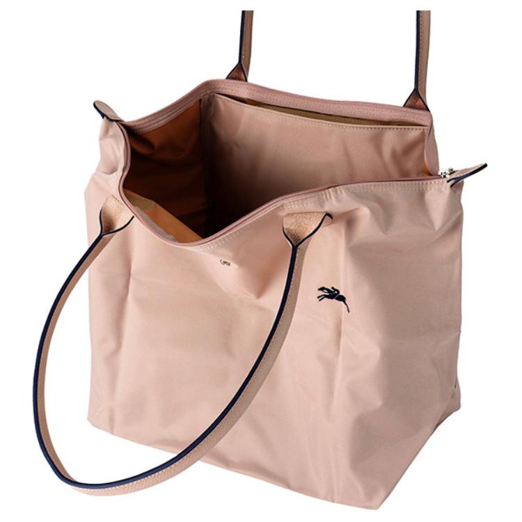 Longchamp Le Pliage Club 31 Long Handle Flap Zipper Embroidered Logo Tote Bag Women Tote Hawthorn-White 1899619566