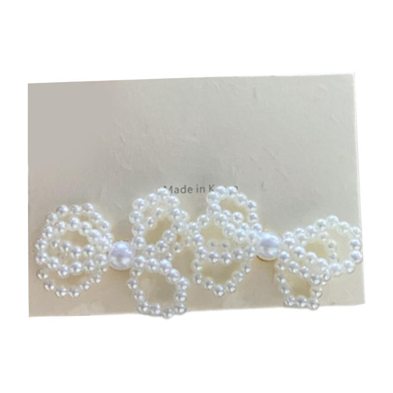 Изящные серьги-бантики Модные серьги-гвоздики в форме бантиков Серьги с бусинами Подходят для модных нарядов