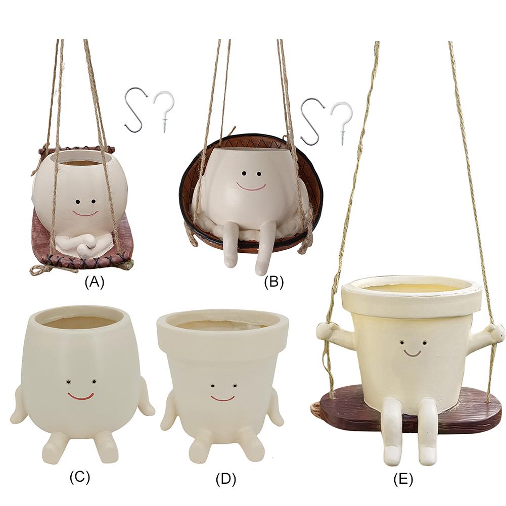 Hanging Hammock Planter Resin Cute Plant Succulent Pots Creative Hanging Swing Chair Planter for Indoor Outdoor Plant