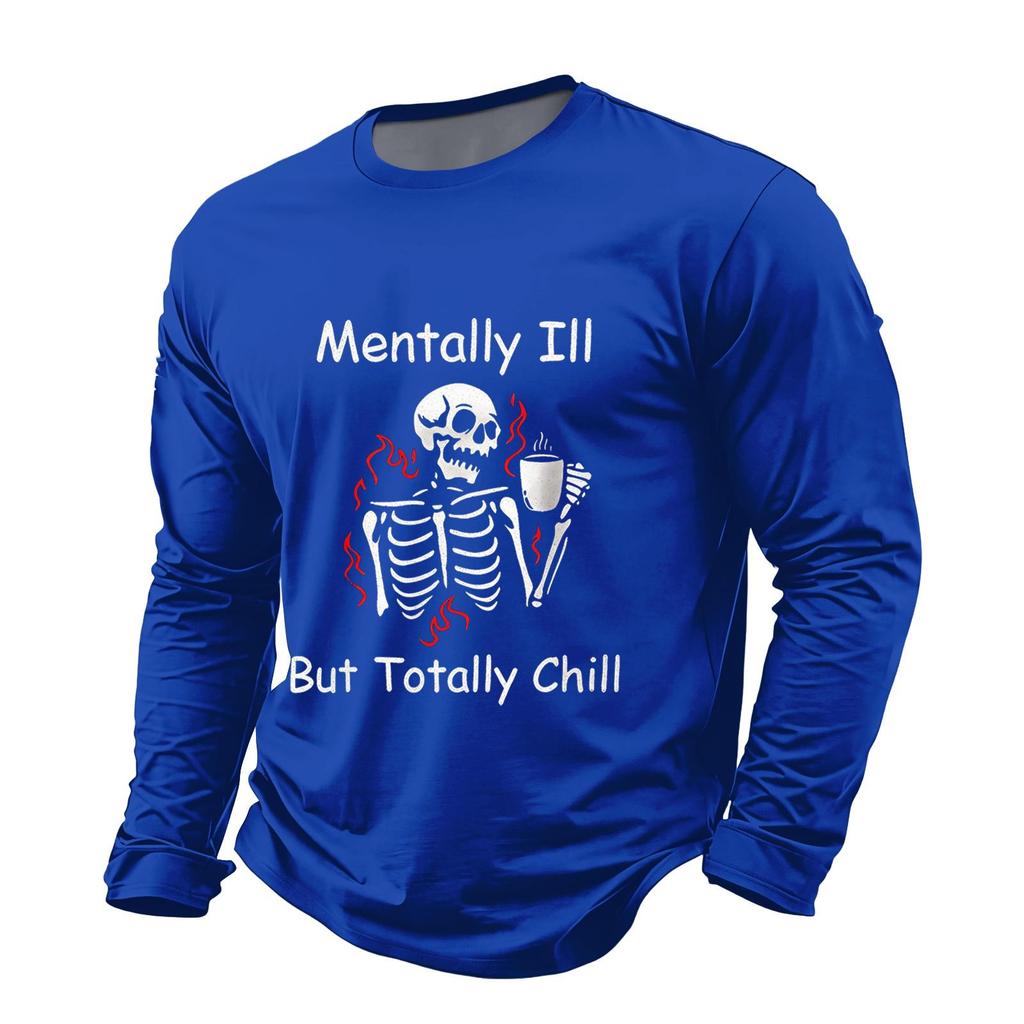 Men's Halloween Long Sleeve Crewneck Casual T-Shirt