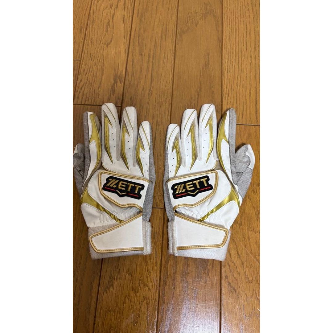 Used ZETT Batting Gloves White/Gold