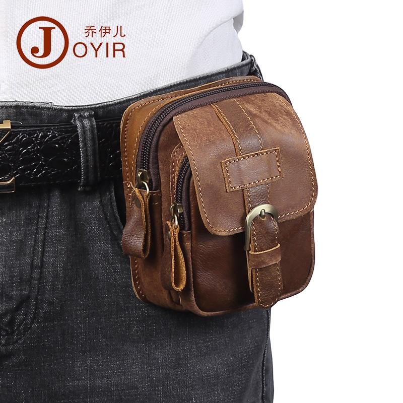 Men's bag outdoor sports fanny pack retro casual men's bag first layer cowhide genuine leather mobile phone bag