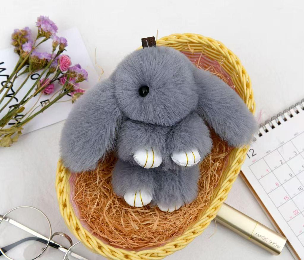 Portachiavi in Peluche Pelliccia Sintetica di Coniglio: Simpatico Ornamento Coniglio per Telefoni Cellulari e Chiavi dell'Auto