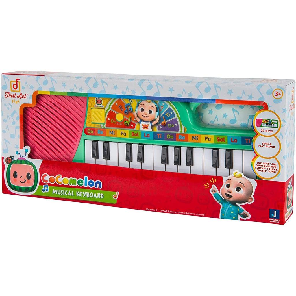 CoComelon First Act Musical Keyboard 23 Keys Music and ABC Songs Pre-Recorded Educational Music Toy Carry-on-Go Handle