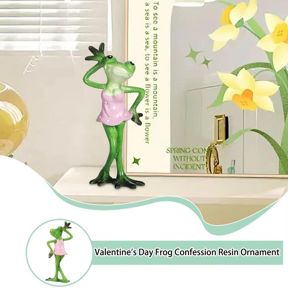 Resin Crafts Frog Couple Figurines Romantic Frog Confession Statue  Valentine's Day Gift