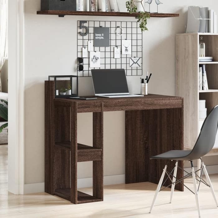 VidaXL Bureau chêne marron 103,5x56,5x94 cm bois d'ingénierie, bureau d'écriture, bureau d'ordinateur, bureau à domicile, 847981