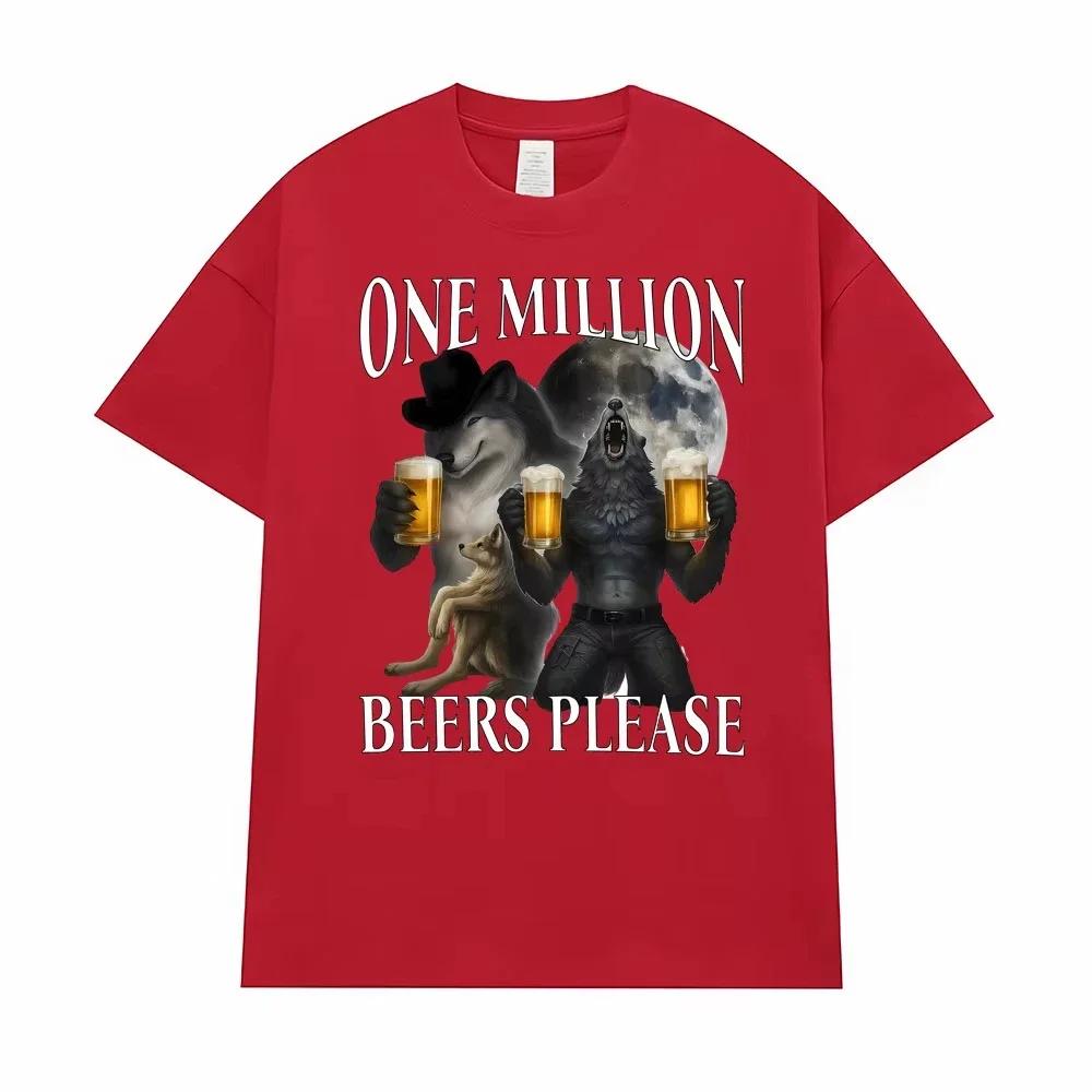 Gym One Milion Beers Wolf Meme Tshirts Cringe Werewolf Meme Edgy Dark Humor T Shirt Unisex Wounisex Fashion Casual Oversized Black