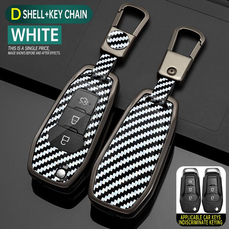 Coque de Protection en Métal Carbone pour Clé de Voiture Fob Pour Ford Figo Mondeo 5 Ecosport Fiesta Mk8 Everest Ranger Fusion Kuga Escort