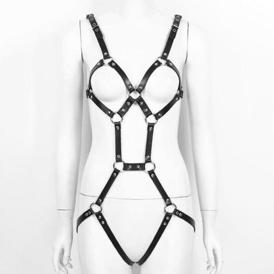 Sexy Body Harness Adjustable Hollow Out Waterproof Elastic Sex Supplies Erotic Faux Leather Women Sexy Strappy Garter Belt Strap Adult Products