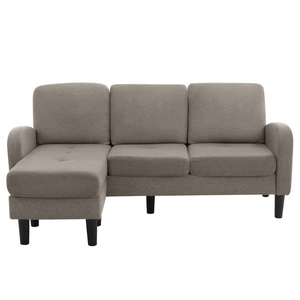 L-förmiges Ecksofa mit Chaiselongue – 3-Sitzer, 166 x 118 x 77 cm, Baumwoll-Leinen-Stoff, Kunststofffüße, modular, Wohnzimmer, Wohnungen und Büros