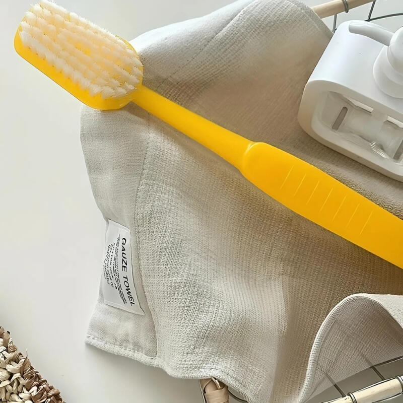 Toothbrush-shaped body brush, shower ball, toilet bowl cleaning brush Yellow