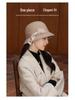 Women's Retro Black Wool Bucket Hat - Autumn/Winter Trendy Japanese Fashion.