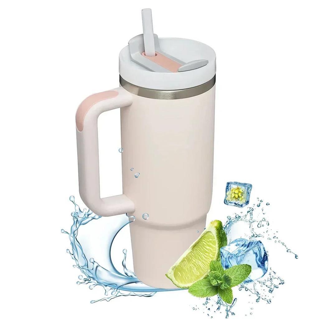 40oz Insulated Tumbler Acuum Cup 2.0 Thermal Mug for with Handle Straw Stainless Steel Hot and Cold Coffee Drinks