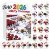Holiday Gift Ideas Snowman Advent Calendar, 24Pcs Acrylic 2D Hanging Ornament Set Christmas Scene Decoration with Bouquet Flowers, Tree Decor,