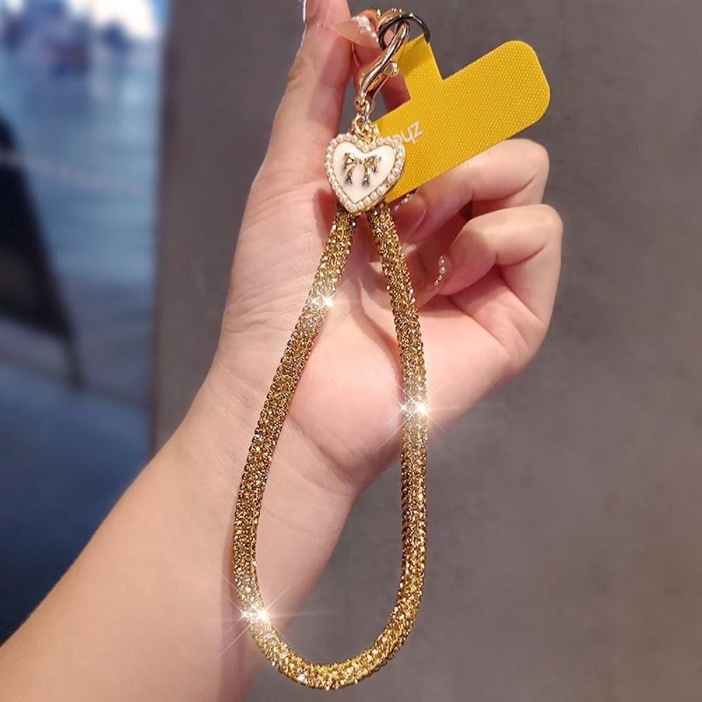 Hanging Cord Glitter Rhinestone Phone Lanyard Handheld Mobile Phone Chain  Women/Lady/Girl