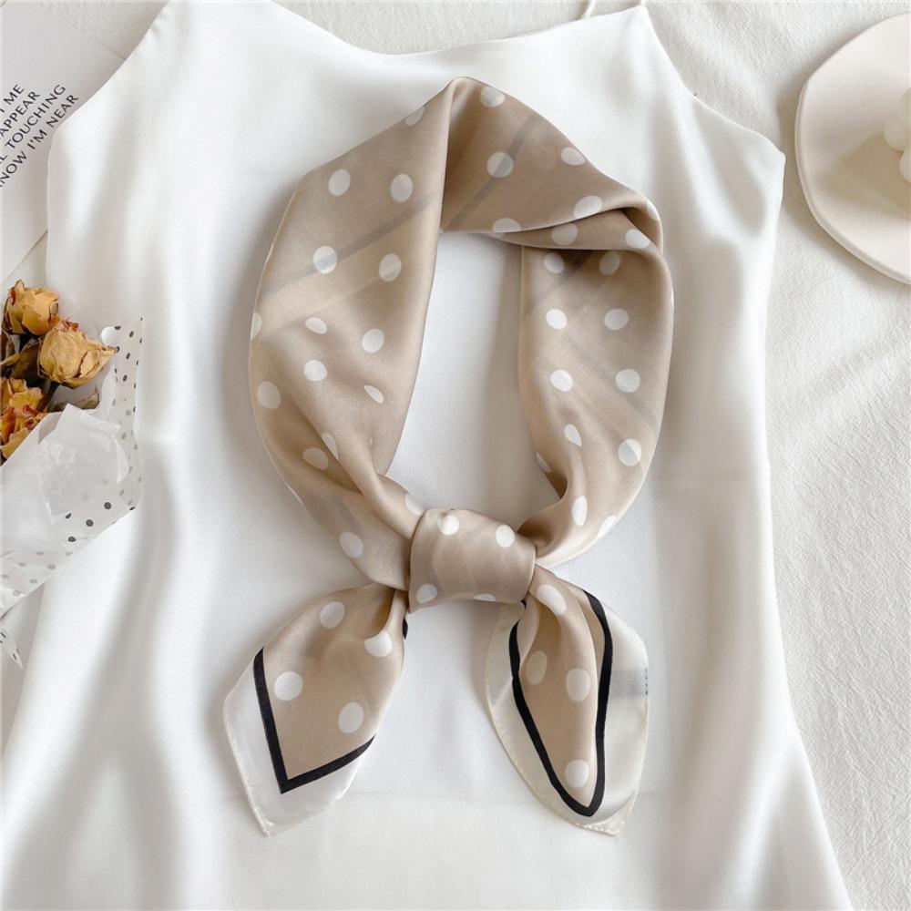 27.56in Bohemian Style Polka Dot Square Scarf For Women Spring/Summer Sun Protection Neckerchief Elegant Bandana For Decoration