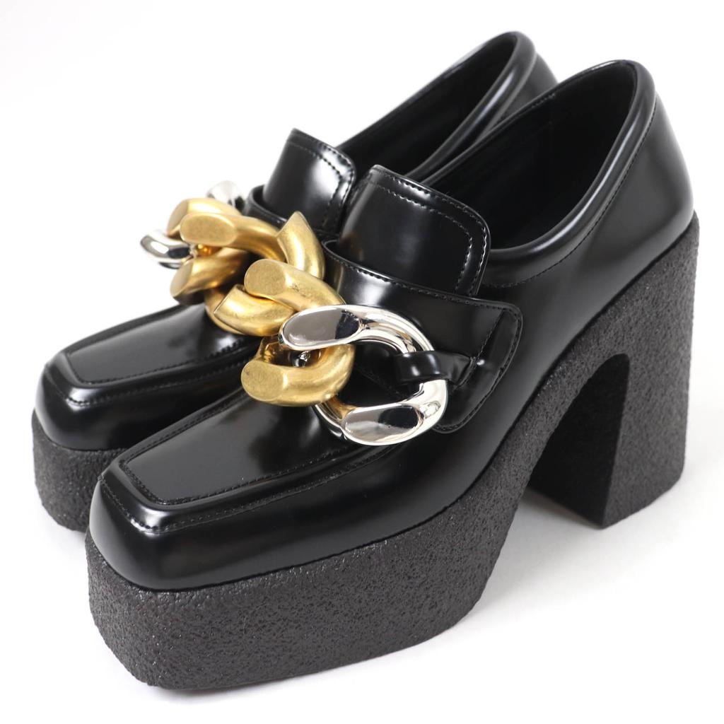 Stella McCartney loafers Chain detail chunky heel black leather Women 38 810103 Used
