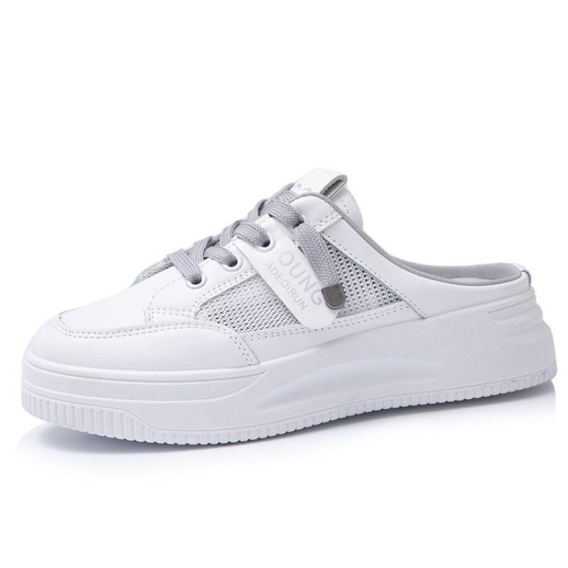 

Round head lace-up mesh casual cool slippers summer smiley face thick-soled little white shoes street shooting trendy mesh women s shoes 40 серый