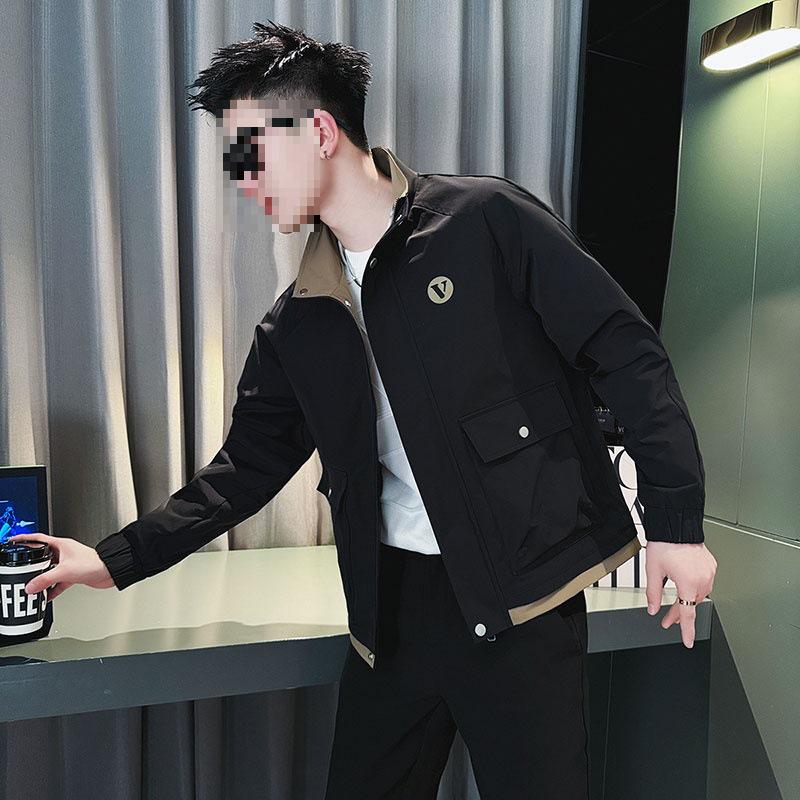 

Men s Cool Black Leather Jacket - Trendy Lapel Design, Color Block, Spring/Autumn Vest Style 2XL чорний